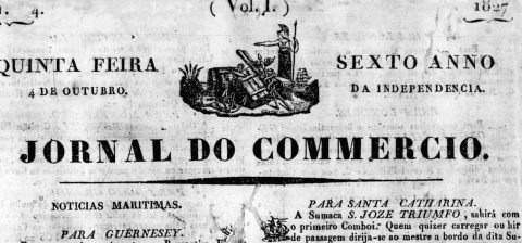 Capa do Jornal do Commercio de 4 de outubro de 1827, quinta-feira.