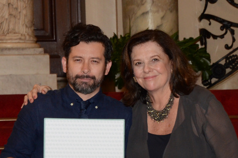 27 de novembro de 2017 - J.P. Cuenca foi o grande vencedor na categoria Romance, e recebeu a premiação das mãos da presidente da Biblioteca Nacional, Helena Severo.