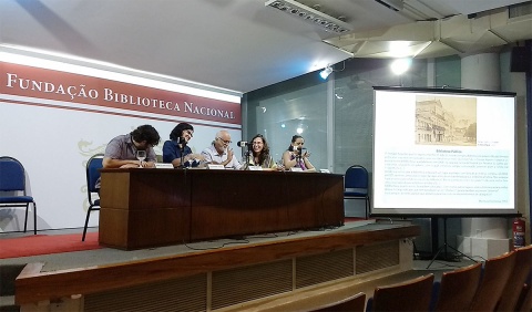12 de março de 2018 - Mesa no Dia do Bibliotecário com Iuri Lapa, Lia Jordão, Marcus Venício Toledo, Ana Paula Caldeira e Luciana Grings.