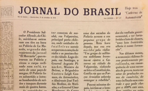 Alberto Dines 'driblou' a censura em 1973 ao publicar a notícia sobre a morte de Salvador Allende na capa do Jornal do Brasil sem qualquer título.