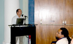Mauro Domingues, Coordenador-Geral de Processamento e Preservação do Acervo do Arquivo Nacional, mostrou as medidas tomadas pela instituição, ligada ao Ministério da Justiça, para preservar seu acervo.